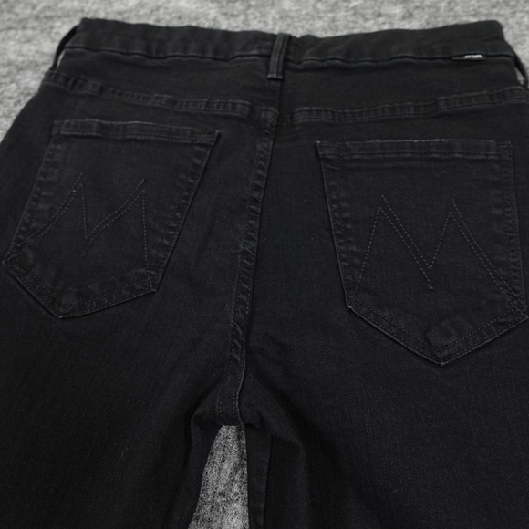 Mother High Waisted Looker Ankle Fray Womens Jeans 29 Black Guilty Glitter Racer - Picture 14 of 16